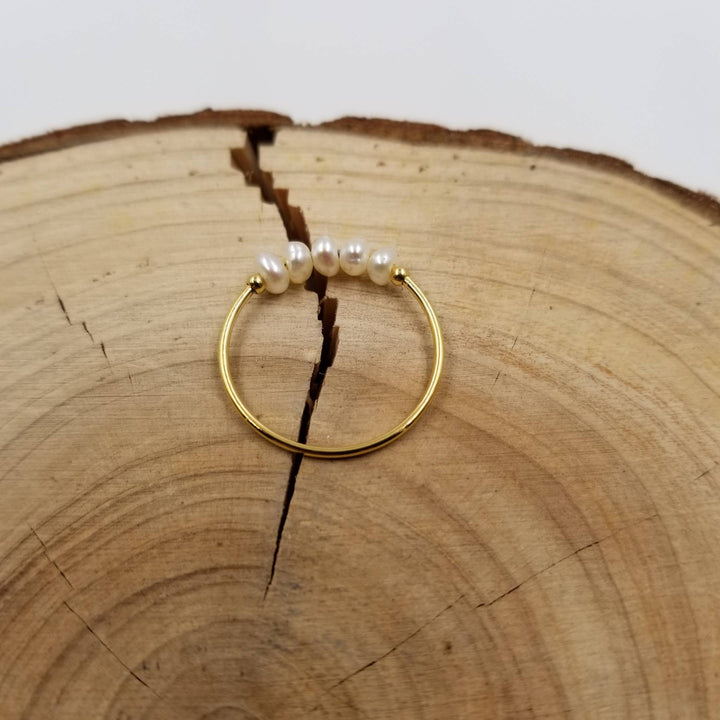 Natural Freshwater Pearl Titanium Steel Ring