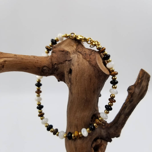 Natural Tiger Eye Stone Pearl Bracelet