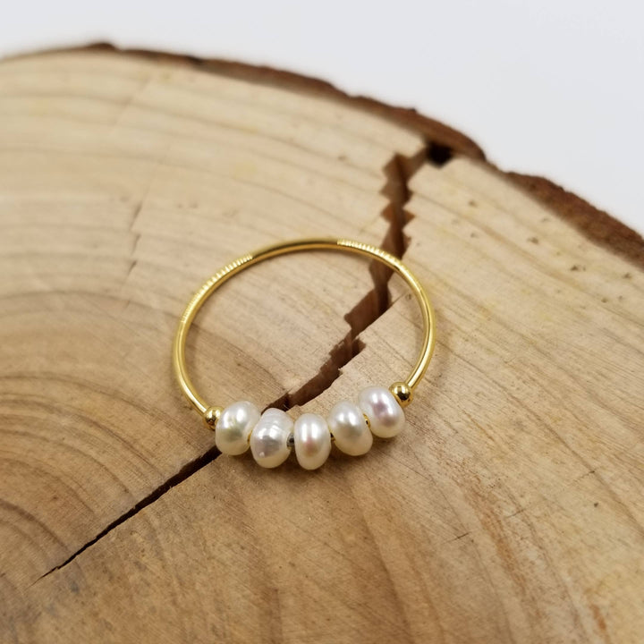 Natural Freshwater Pearl Titanium Steel Ring