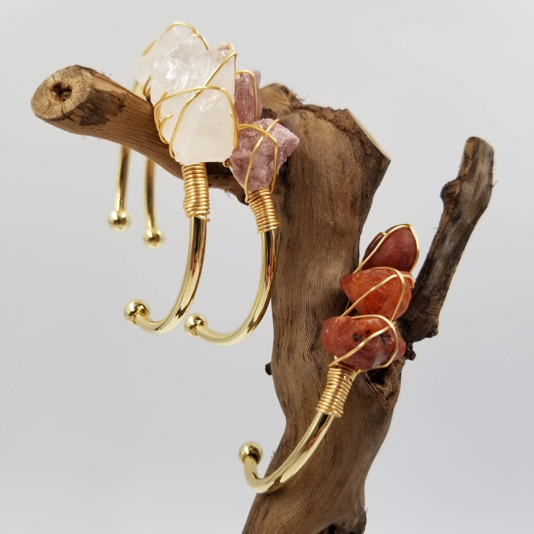 Natural Crystal Cuff Gem Stone Bangle