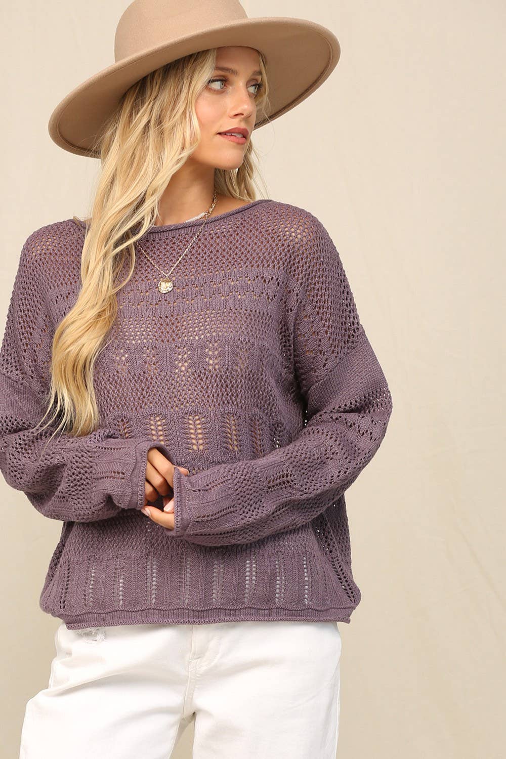 Sweater In Pointelle With Dolman