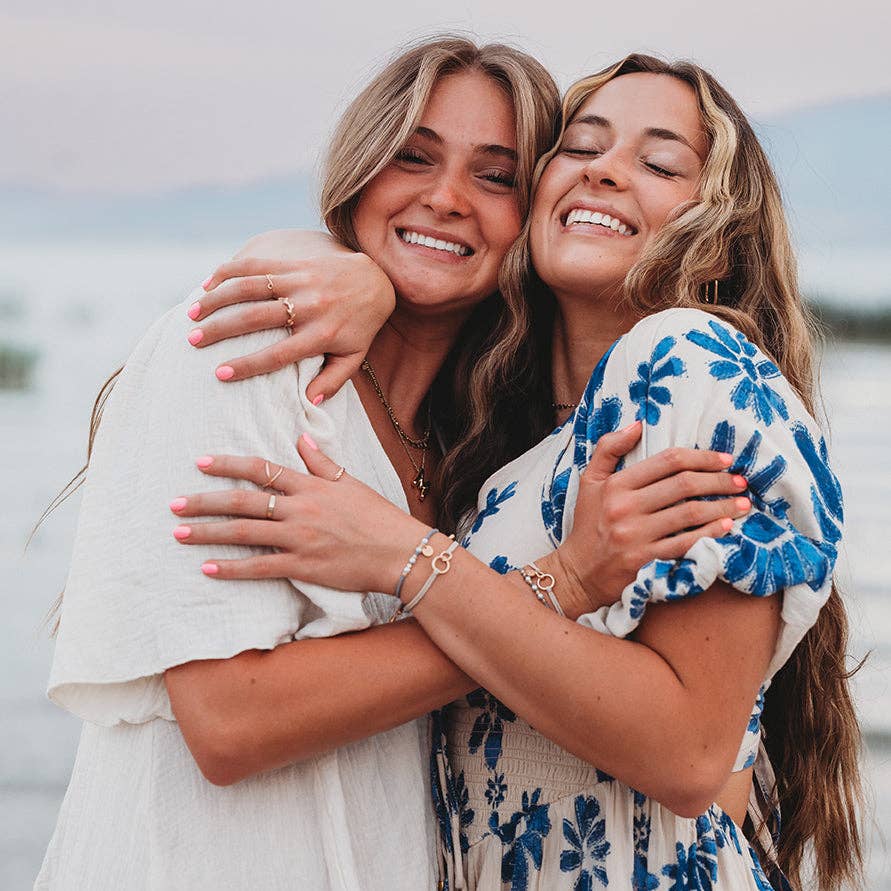 "Sisters" Gold and Pearl Shareable Hair Tie Bracelet Set