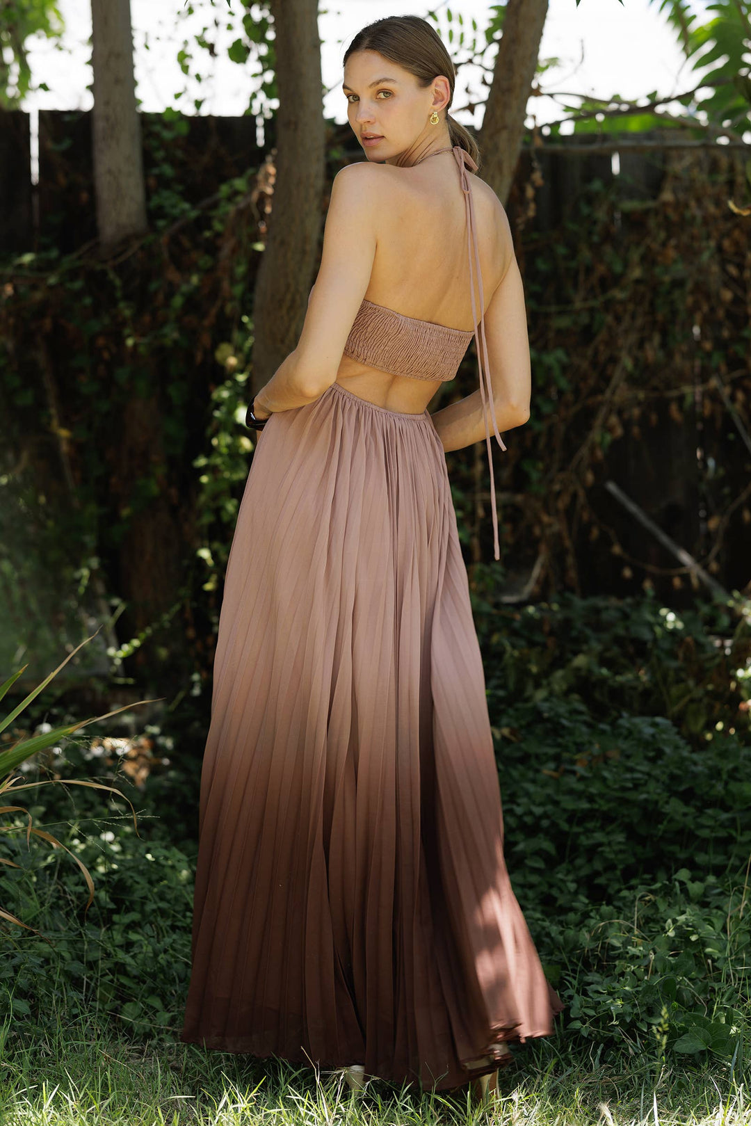 Ombré Pleated Maxi Dress