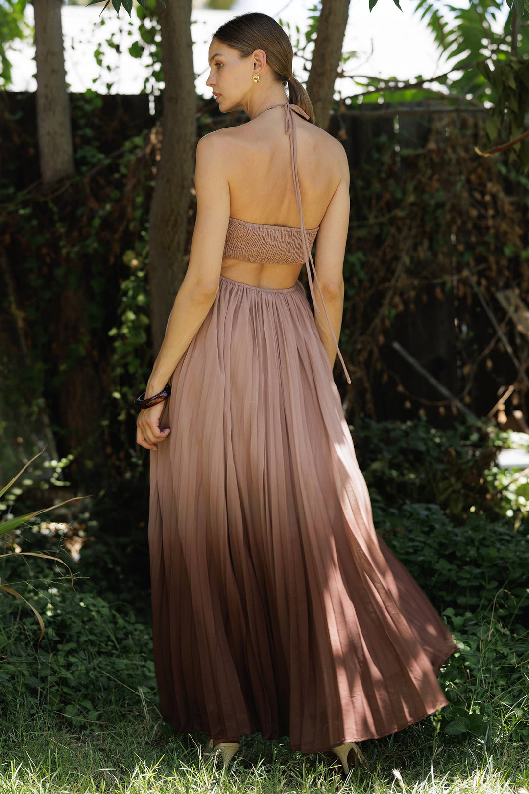 Ombré Pleated Maxi Dress