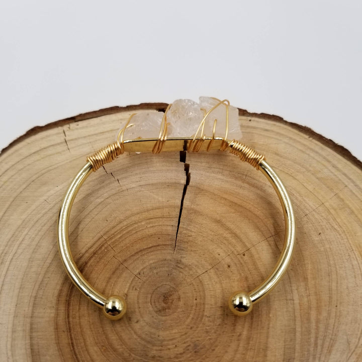 Natural Crystal Cuff Gem Stone Bangle