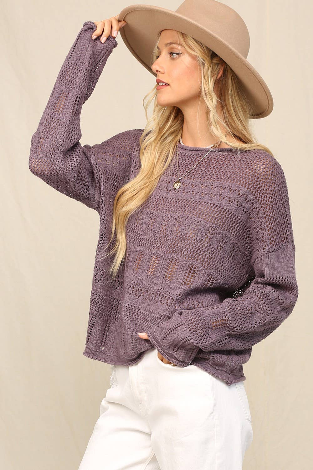 Sweater In Pointelle With Dolman