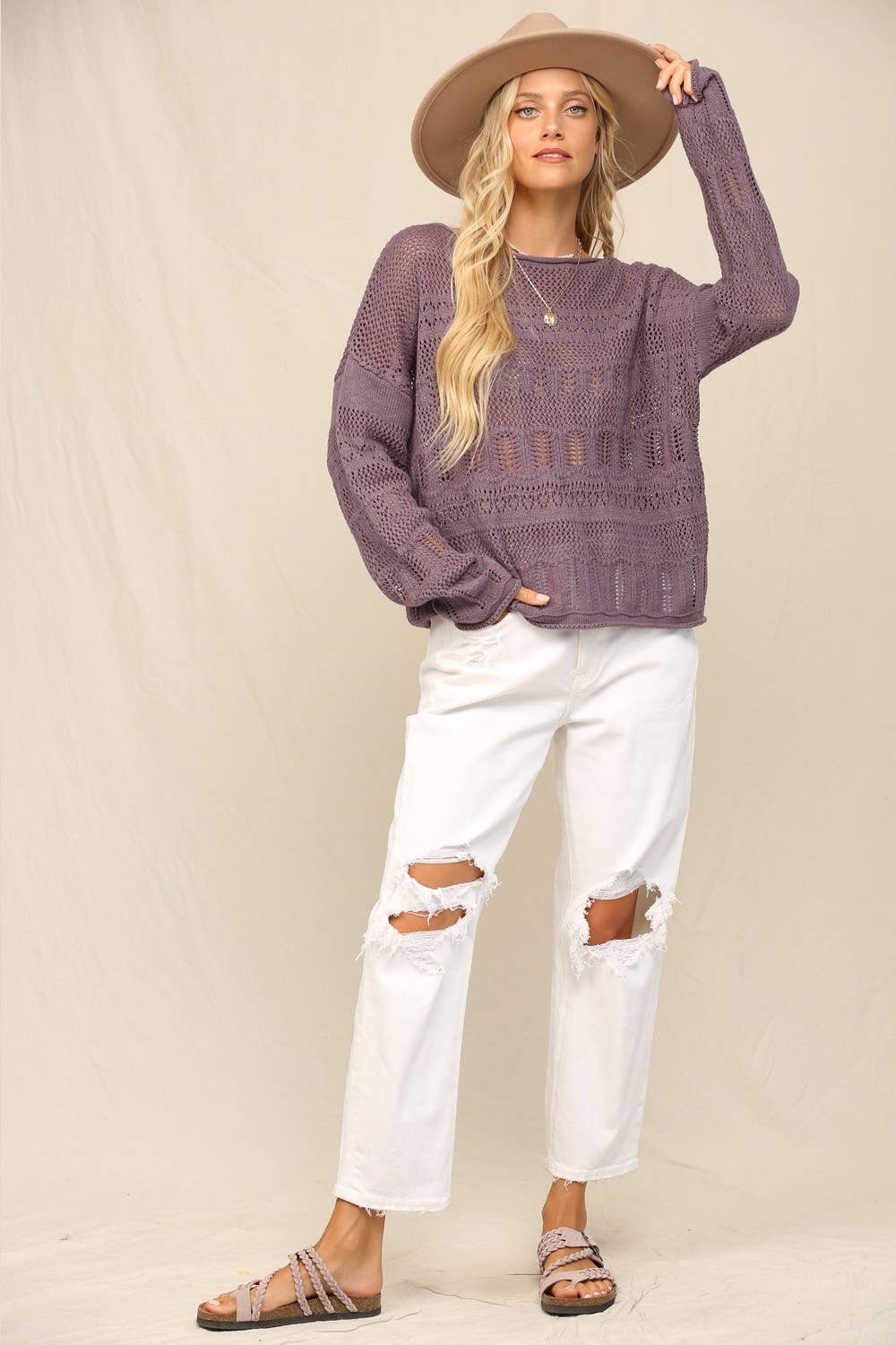Sweater In Pointelle With Dolman
