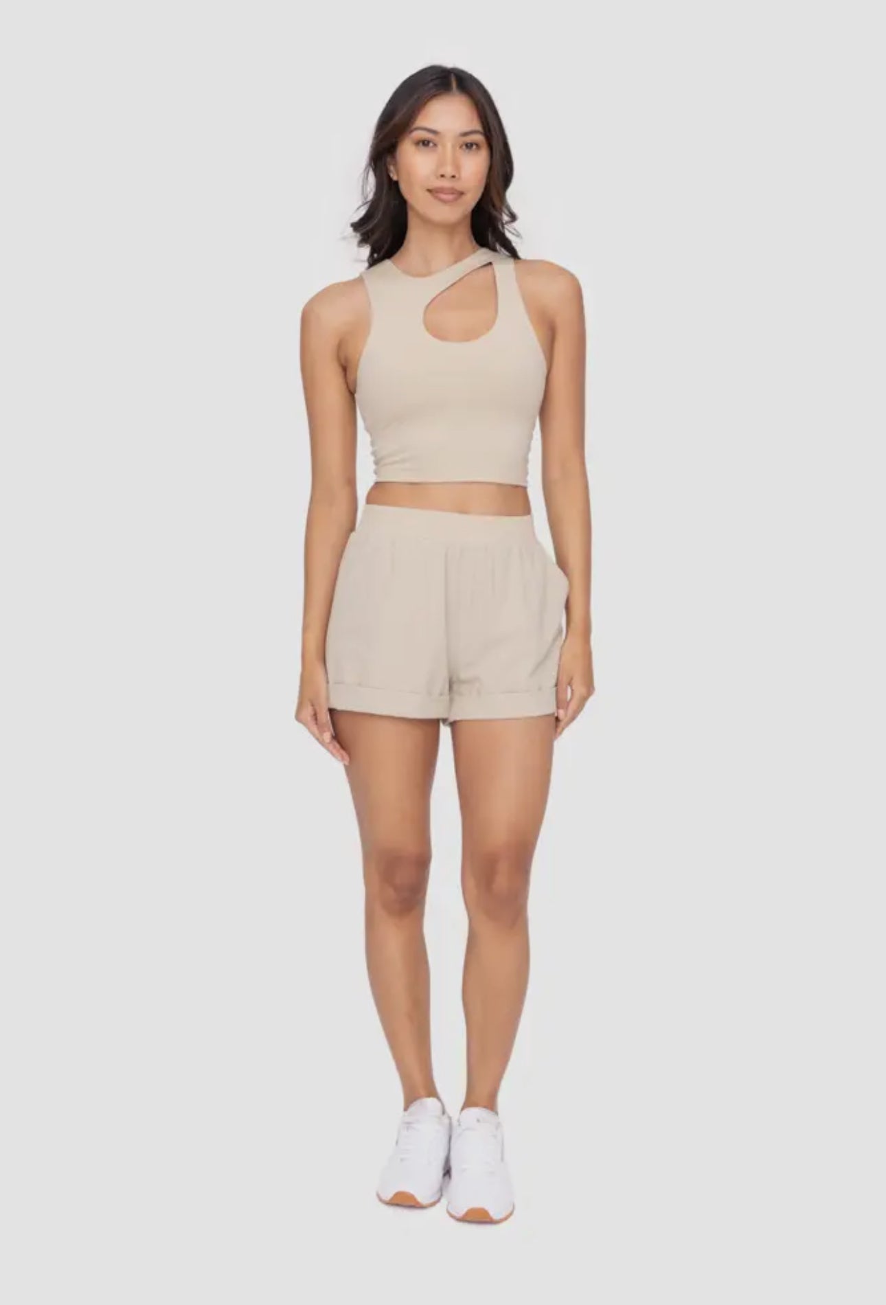 Venice Highwaist Athleisure Shorts with Cuffed Leg