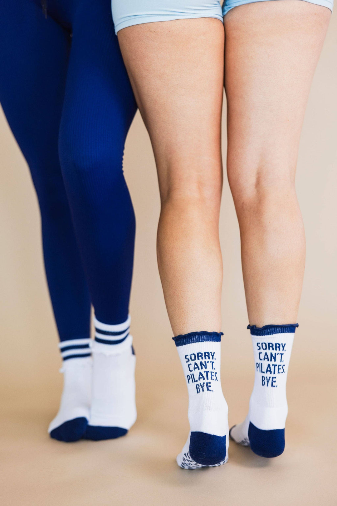 Sorry. Can't. Pilates. Bye. Ruffle Crew Grip Sock