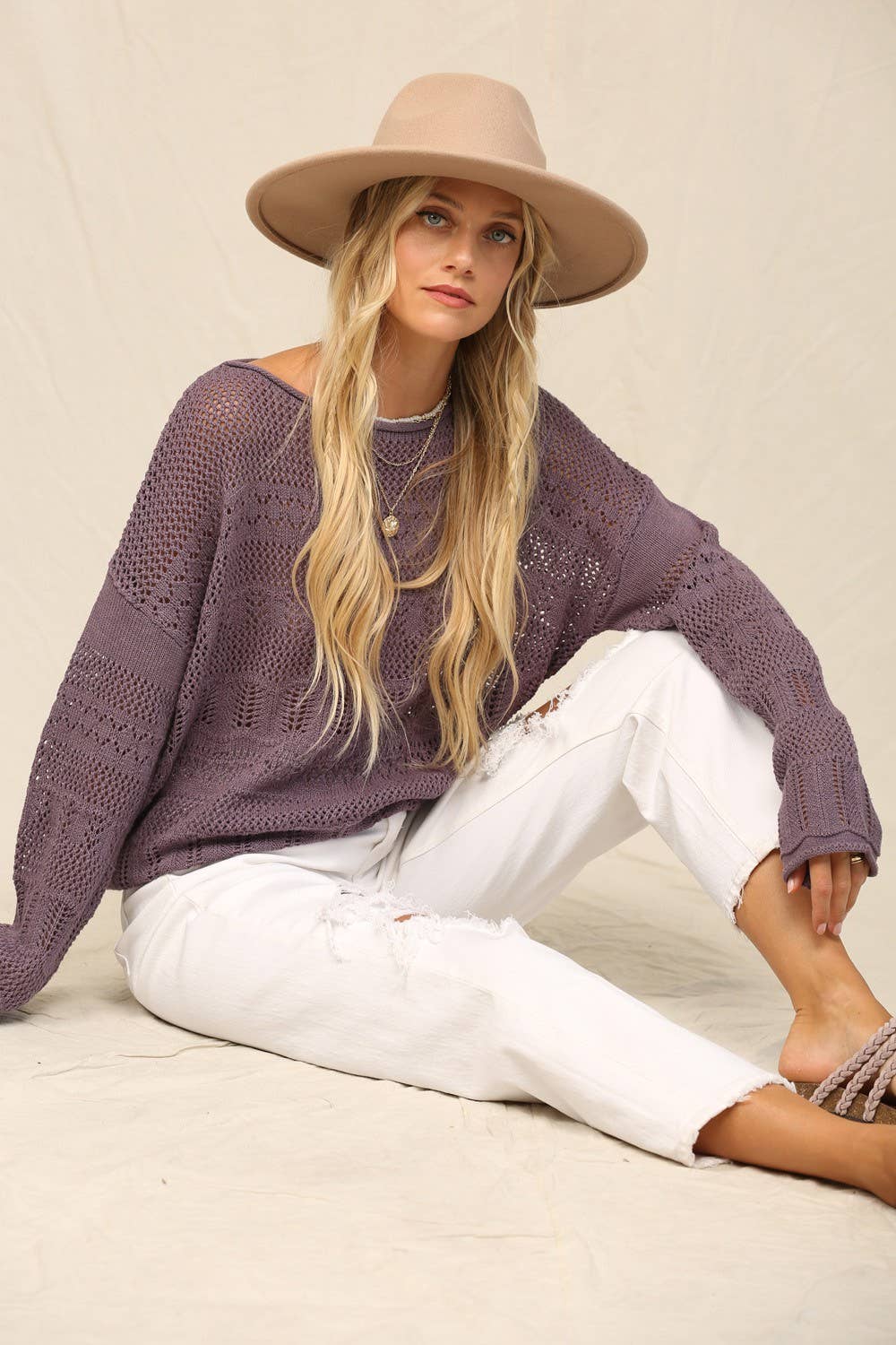 Sweater In Pointelle With Dolman