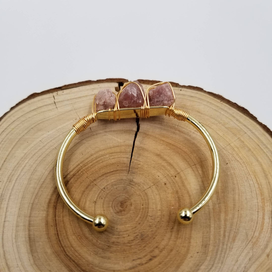 Natural Crystal Cuff Gem Stone Bangle