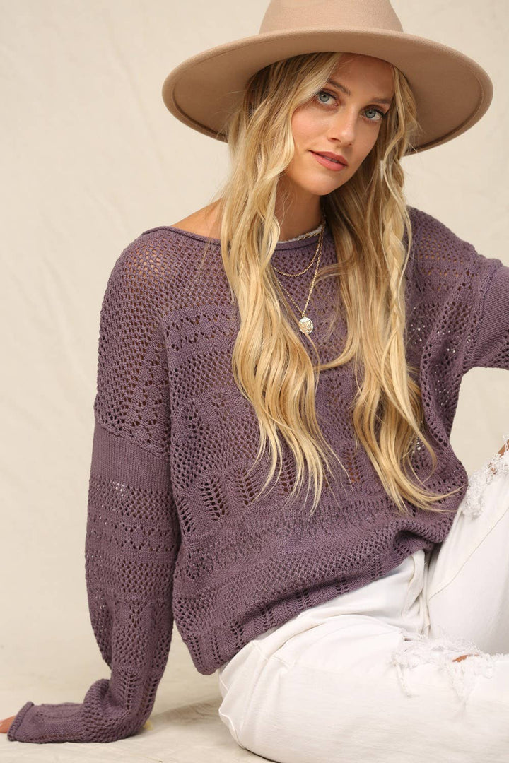Sweater In Pointelle With Dolman