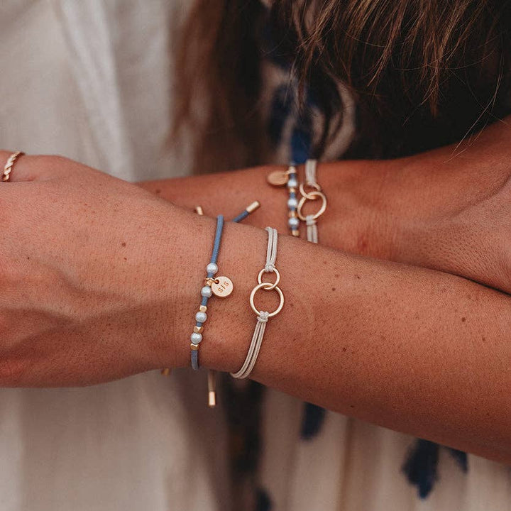 "Sisters" Gold and Pearl Shareable Hair Tie Bracelet Set