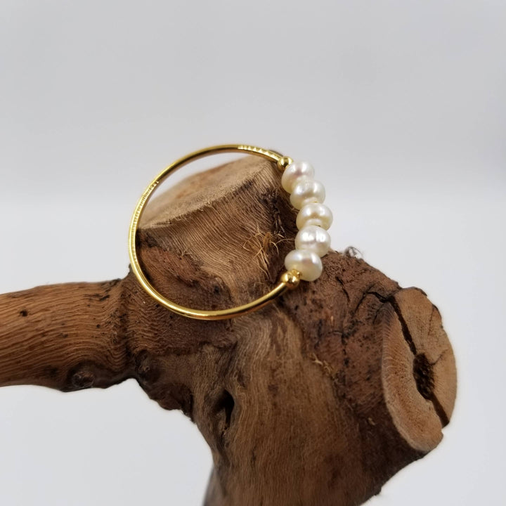 Natural Freshwater Pearl Titanium Steel Ring