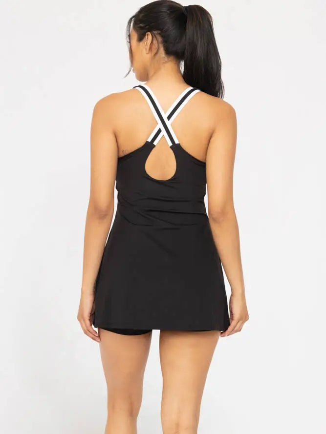 Criss-Cross Square Neckline Active Dress