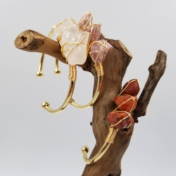 Natural Crystal Cuff Gem Stone Bangle