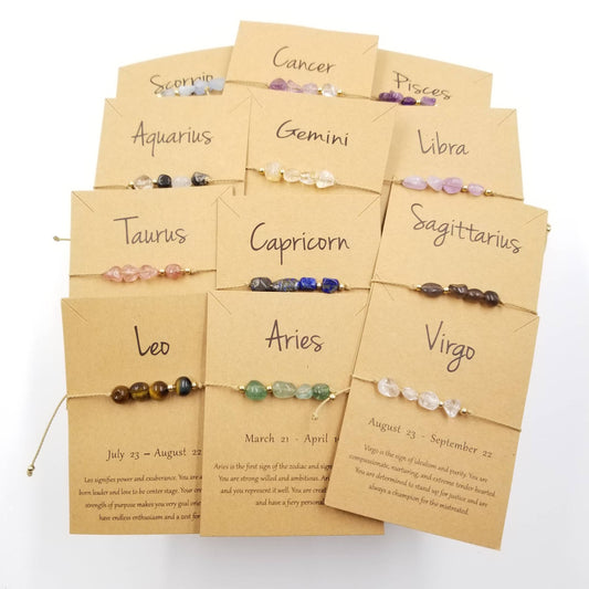 Natural Stone Handwoven Constellation Bracelet with Card