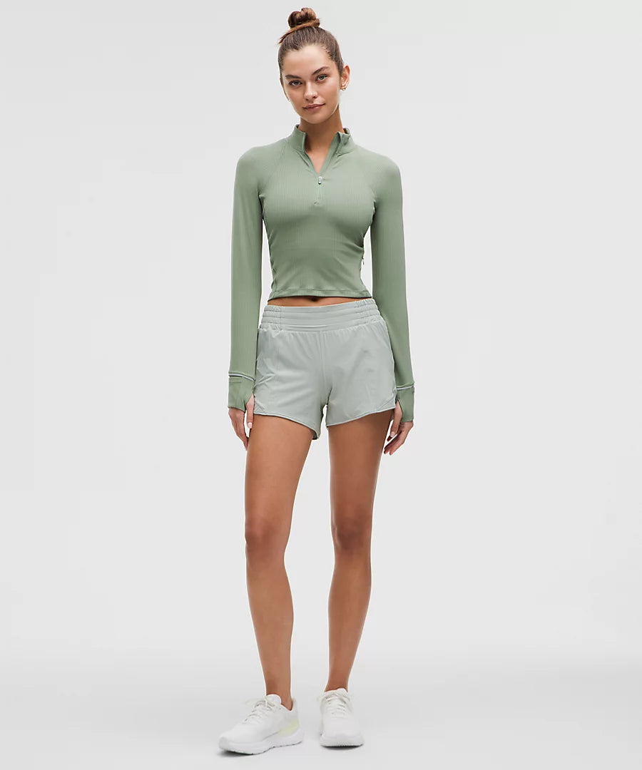 Ribbed Cropped Half Zip